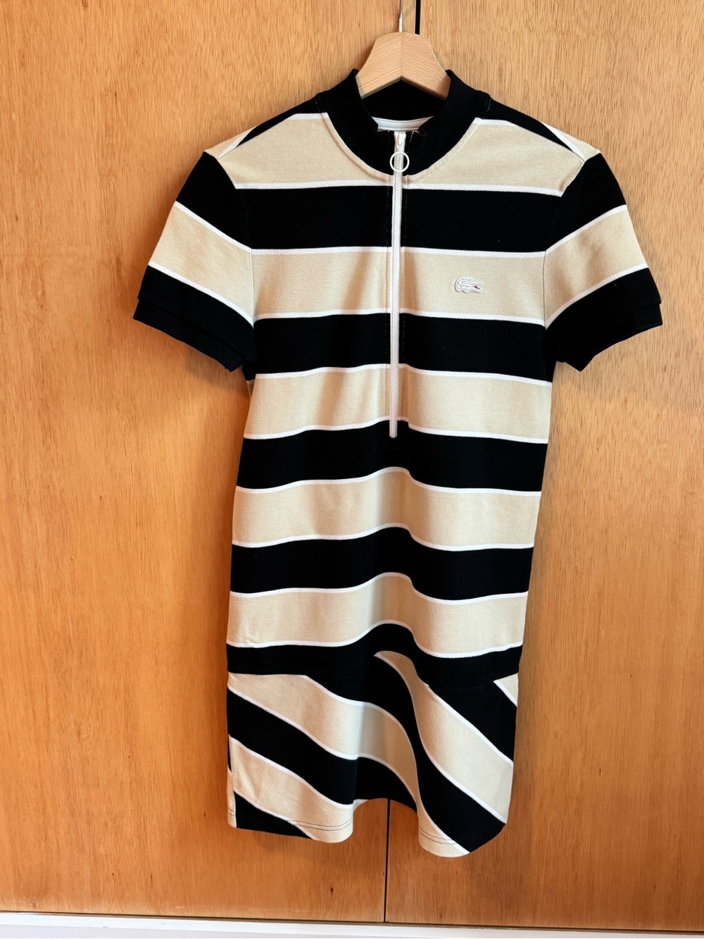 Lacoste x Opening Ceremony  Black Cream Stripe Short-Sleeve Polo Mini Dress - Picture 2 of 8